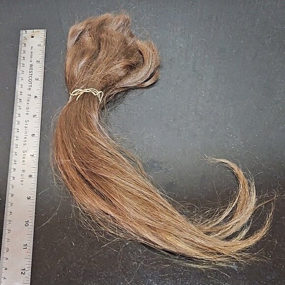 Human Hair Haircut Golden Brown Ponytail Reborn Doll Layered Natural 12-17" Tied - Picture 1 of 11